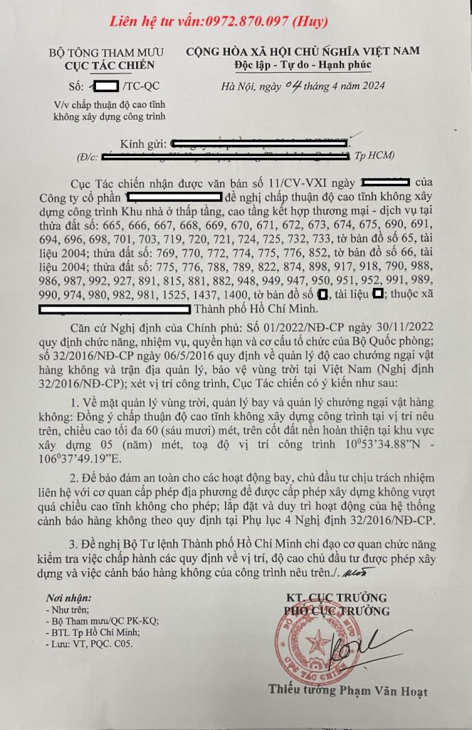 Chấp thuận cao độ tĩnh không